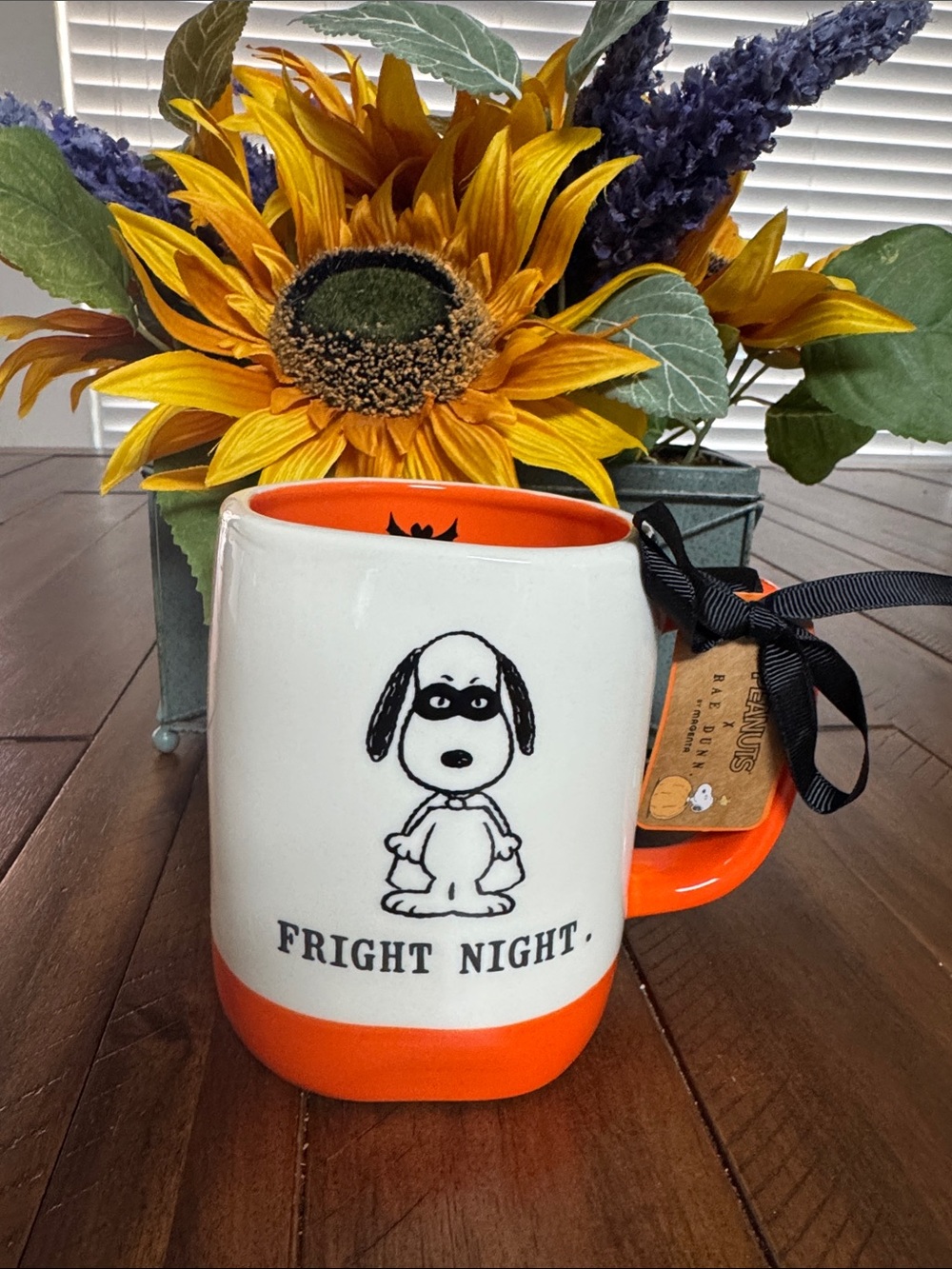 Rae Dunn 'Fright Night' Orange & White Ceramic Mug
